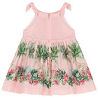Younger Girls Pink Linen Dress, 1, hi-res