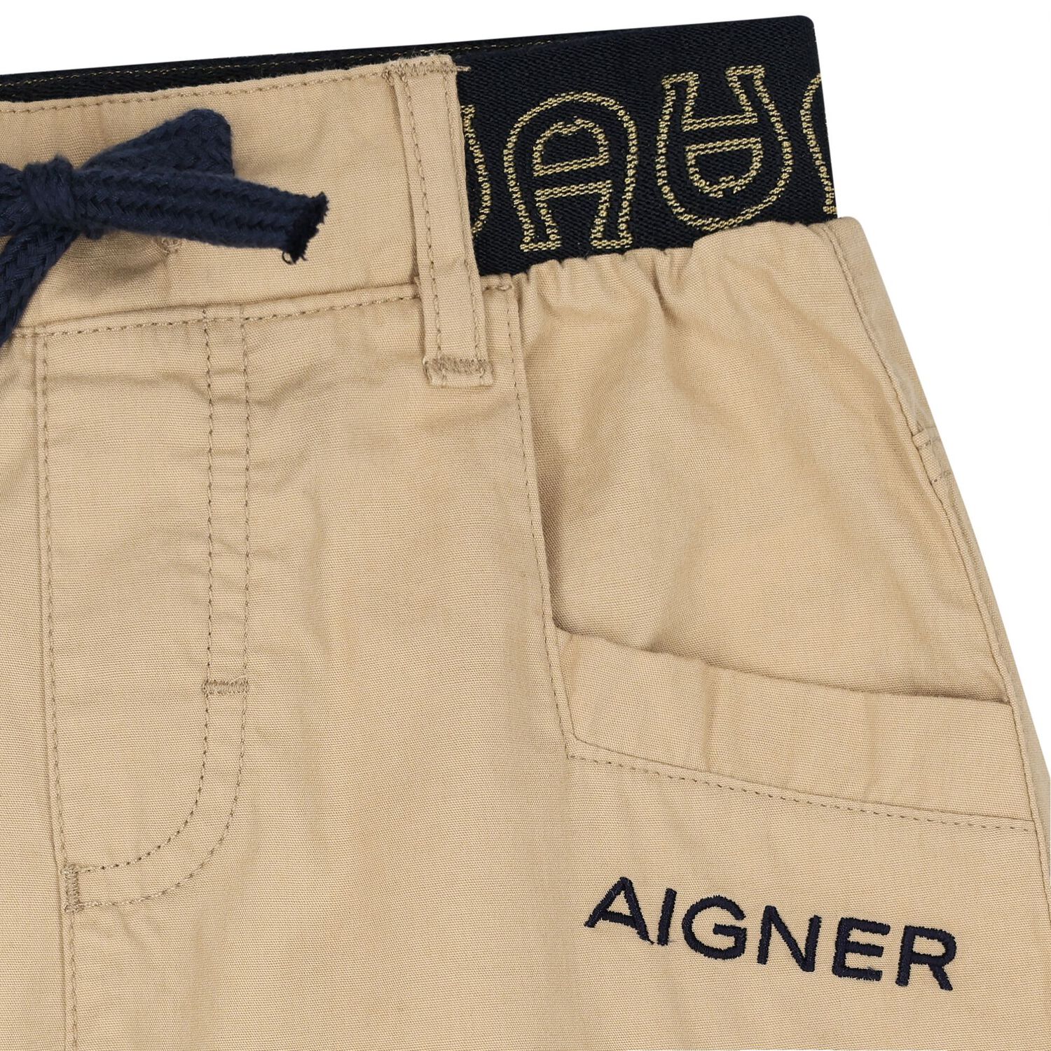 Boys Beige Logo Shorts, 1, hi-res