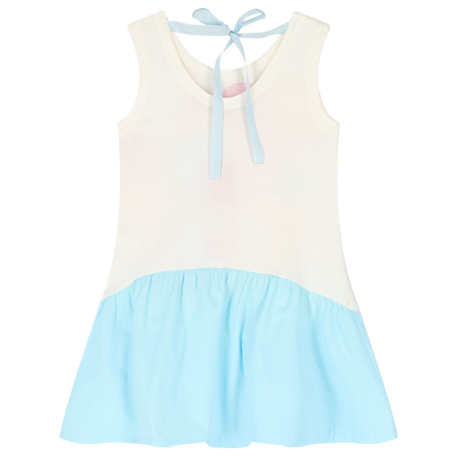 Girls White & Blue Flower Dress, 1, hi-res