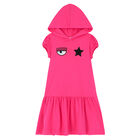 Girls Pink Logo Hooded Dress, 1, hi-res