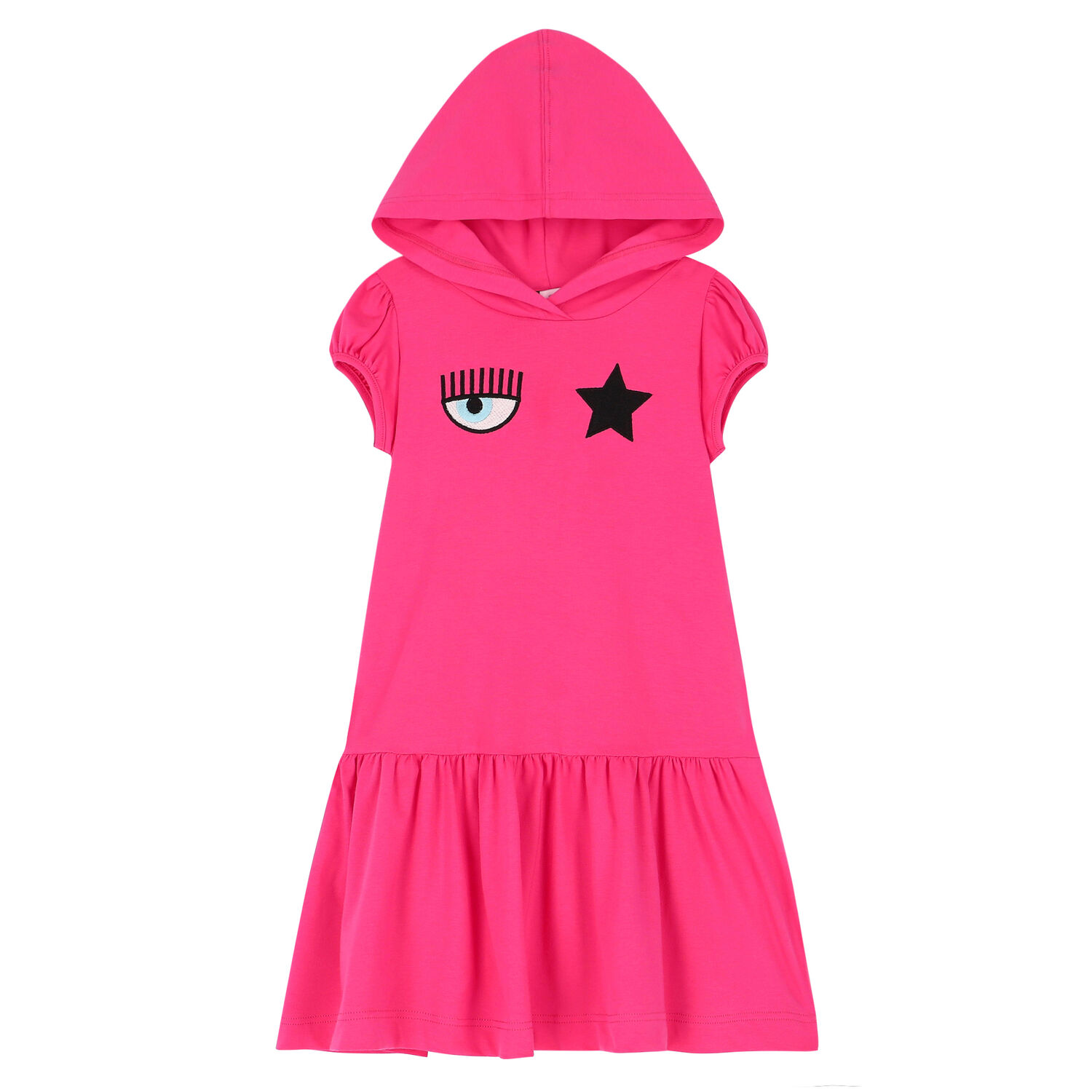 Girls Pink Logo Hooded Dress, 1, hi-res