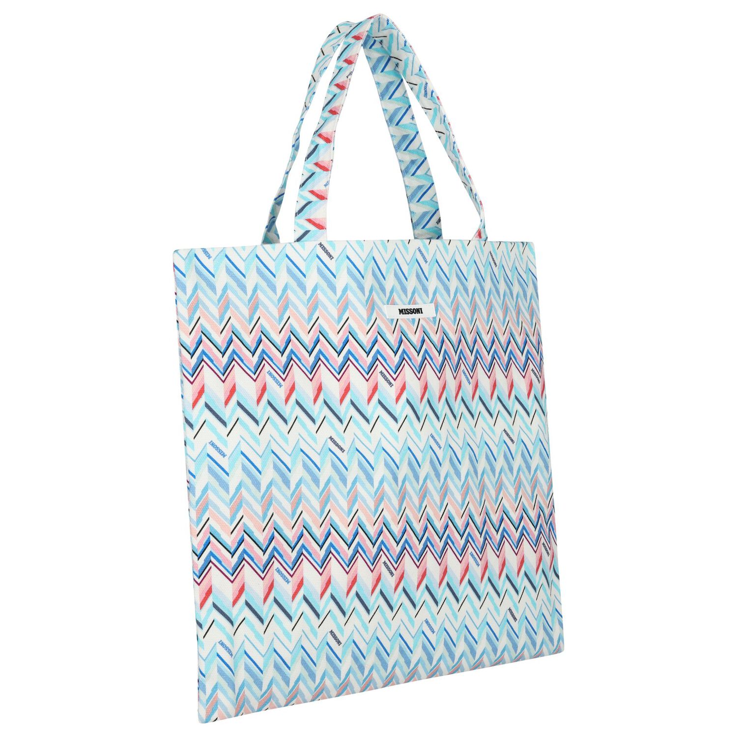 Girls Blue & White Logo Zig Zag Tote Bag, 2, hi-res