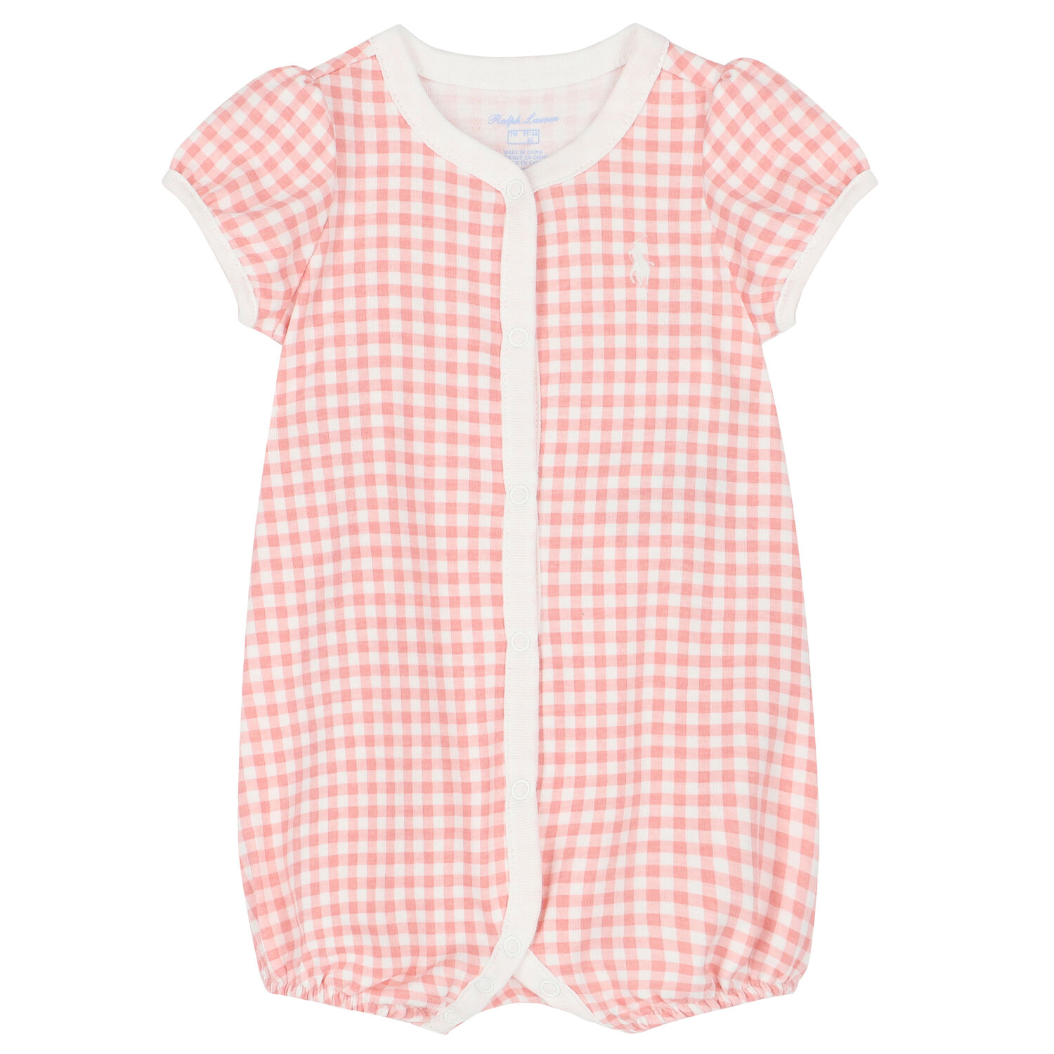 Baby Girls White & Pink Gingham Logo Romper Gift Set, 1, hi-res