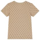Boys Beige Logo T-Shirt, 1, hi-res