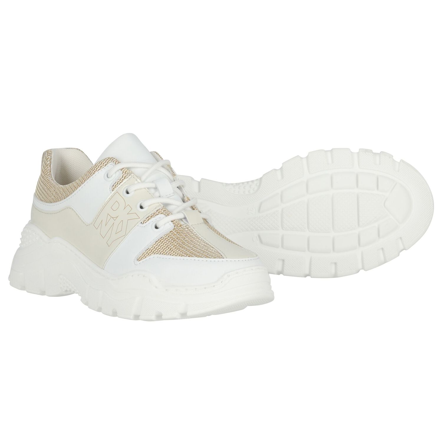 Girls Mini Me White Logo Trainers, 1, hi-res