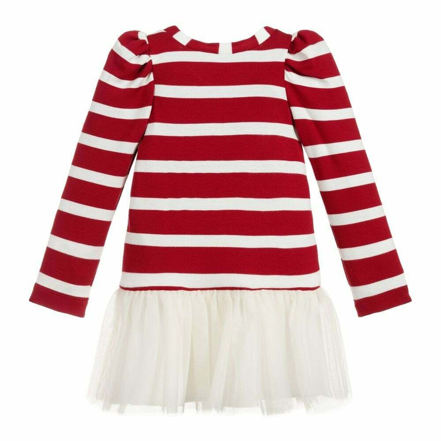 Girls Red & White Printed Dress, 1, hi-res