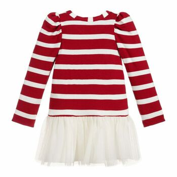 Girls Red & White Printed Dress