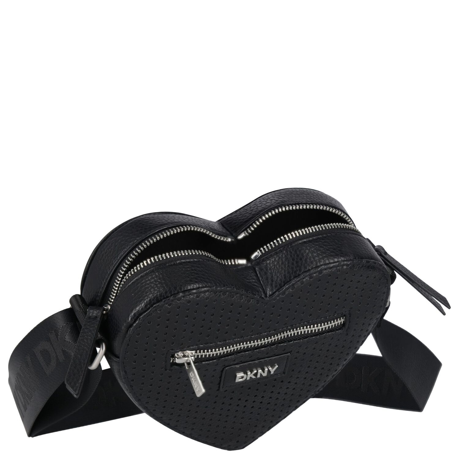Girls Black Heart Logo Leather Bag, 1, hi-res