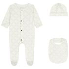 Baby Girls Ivory & Gold Logo Babygrow Gift Set, 1, hi-res