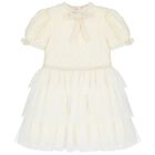 Girls Ivory Embellished Tulle Dress, 1, hi-res