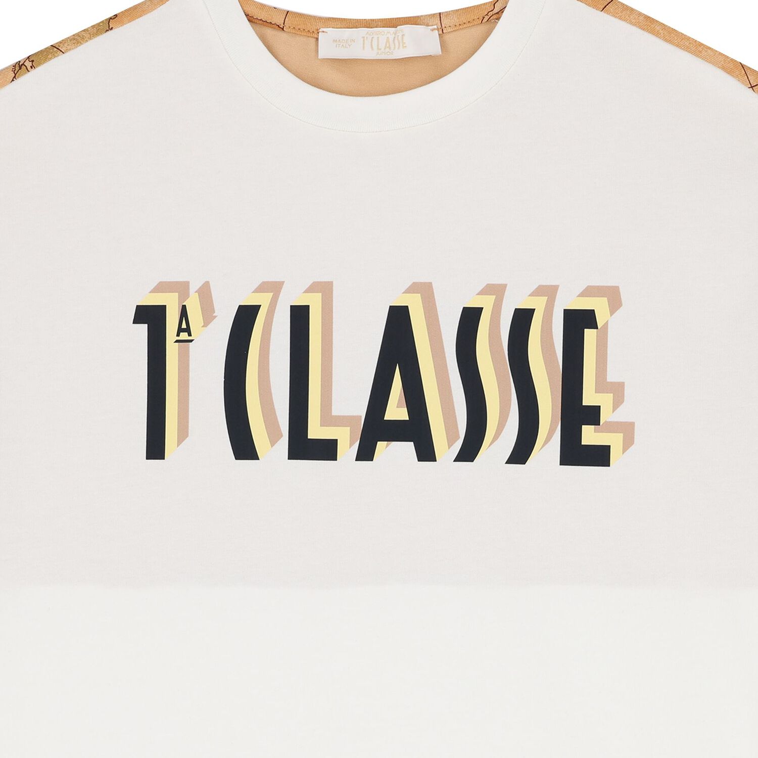 Boys White & Beige Geo Map Logo T-Shirt, 1, hi-res