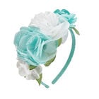 Girls Turquoise Flower Headband, 3, hi-res