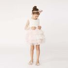 Girls Ivory & Gold Sequin Dress, 1, hi-res