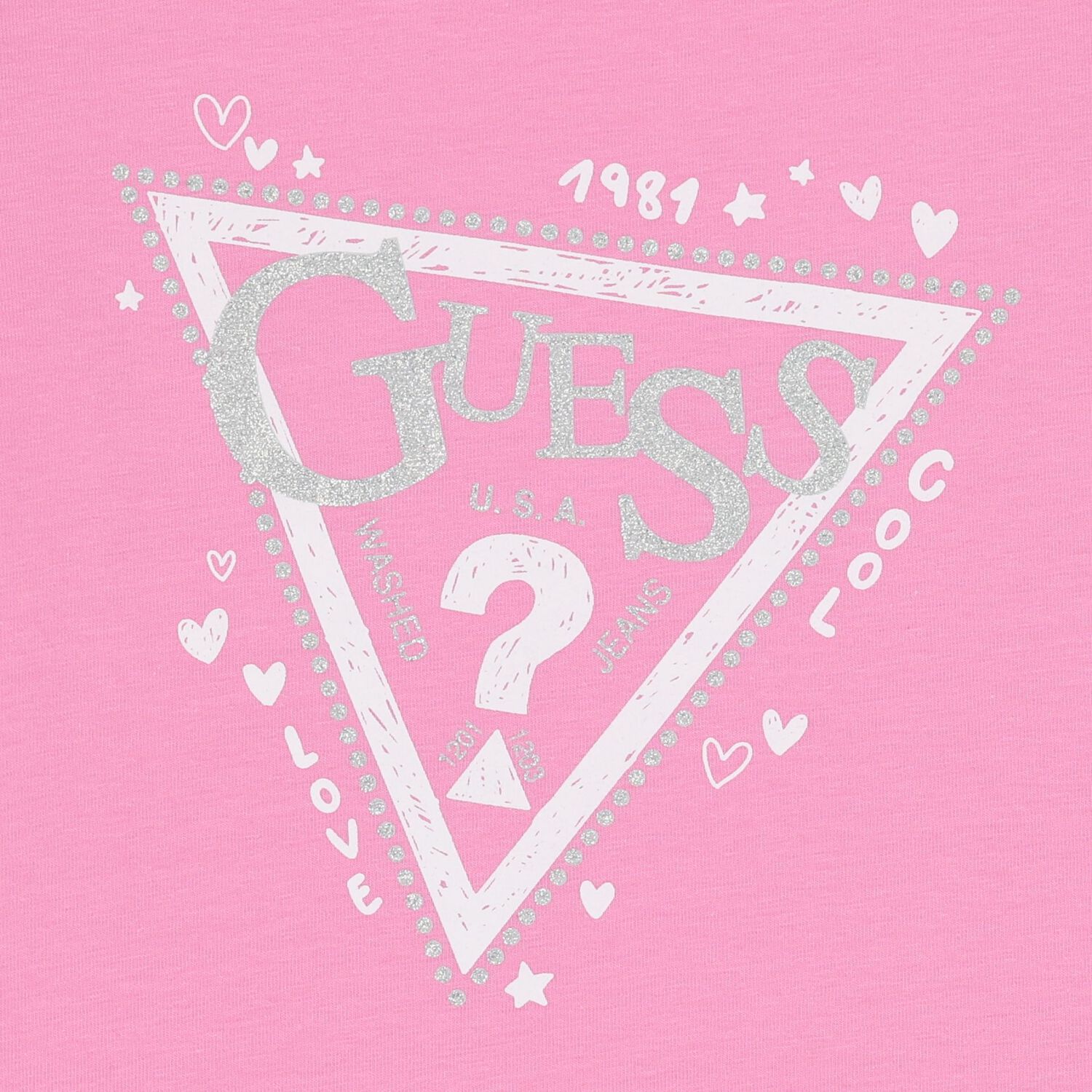 Girls Pink Glittery Logo Long Sleeve Top, 2, hi-res