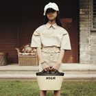 Girls Beige & Black Straw Handbag, 1, hi-res