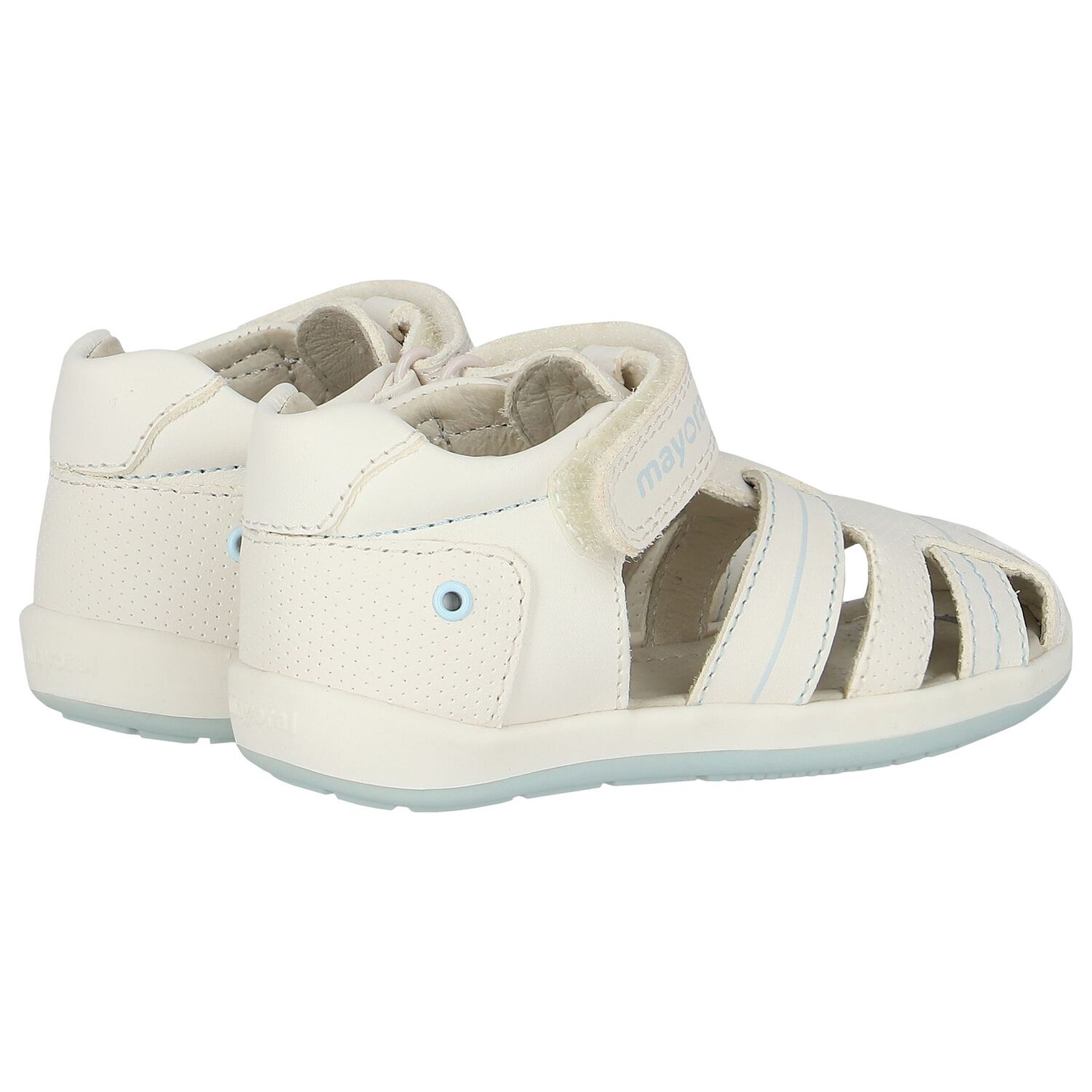 Baby Boys White Logo Sandals, 1, hi-res