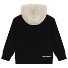 Boys Black & Beige Logo Hooded Top, 2, hi-res
