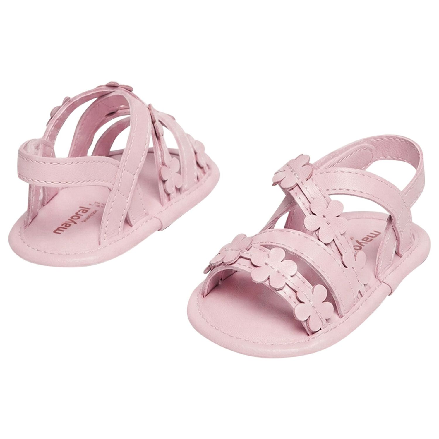 Baby Girls Pink Flower Sandals , 1, hi-res