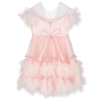 Girls Pink Ruffled Tulle Dress