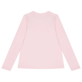 Girls Pink Logo Long Sleeve Top