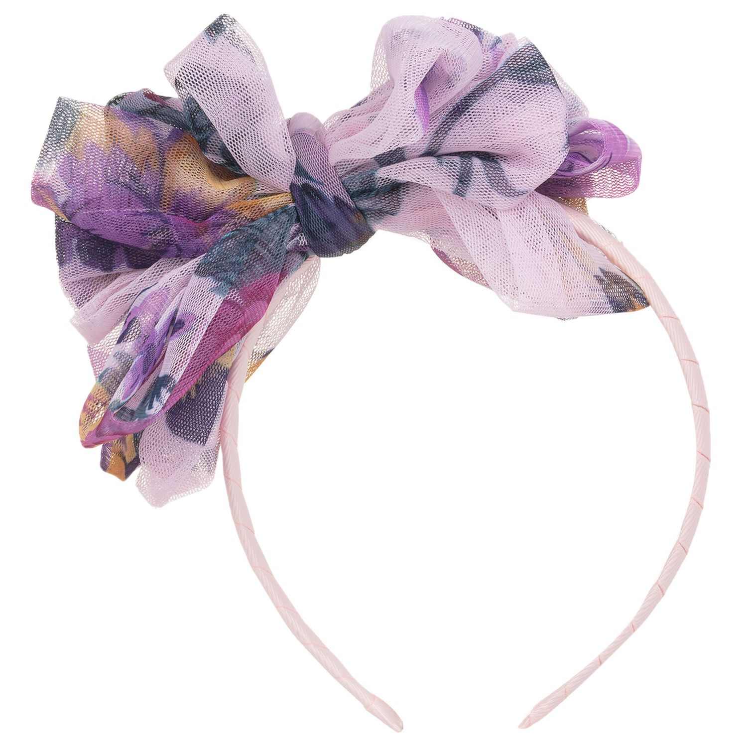 Girls Pink & Purple Bow Headband, 1, hi-res