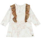 Girls Ivory & Beige Geo Map Dress, 1, hi-res