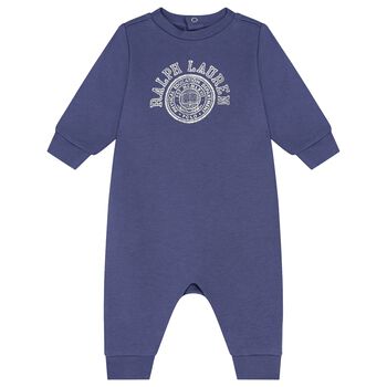 Baby Boys Navy Blue Varsity Logo Babygrow