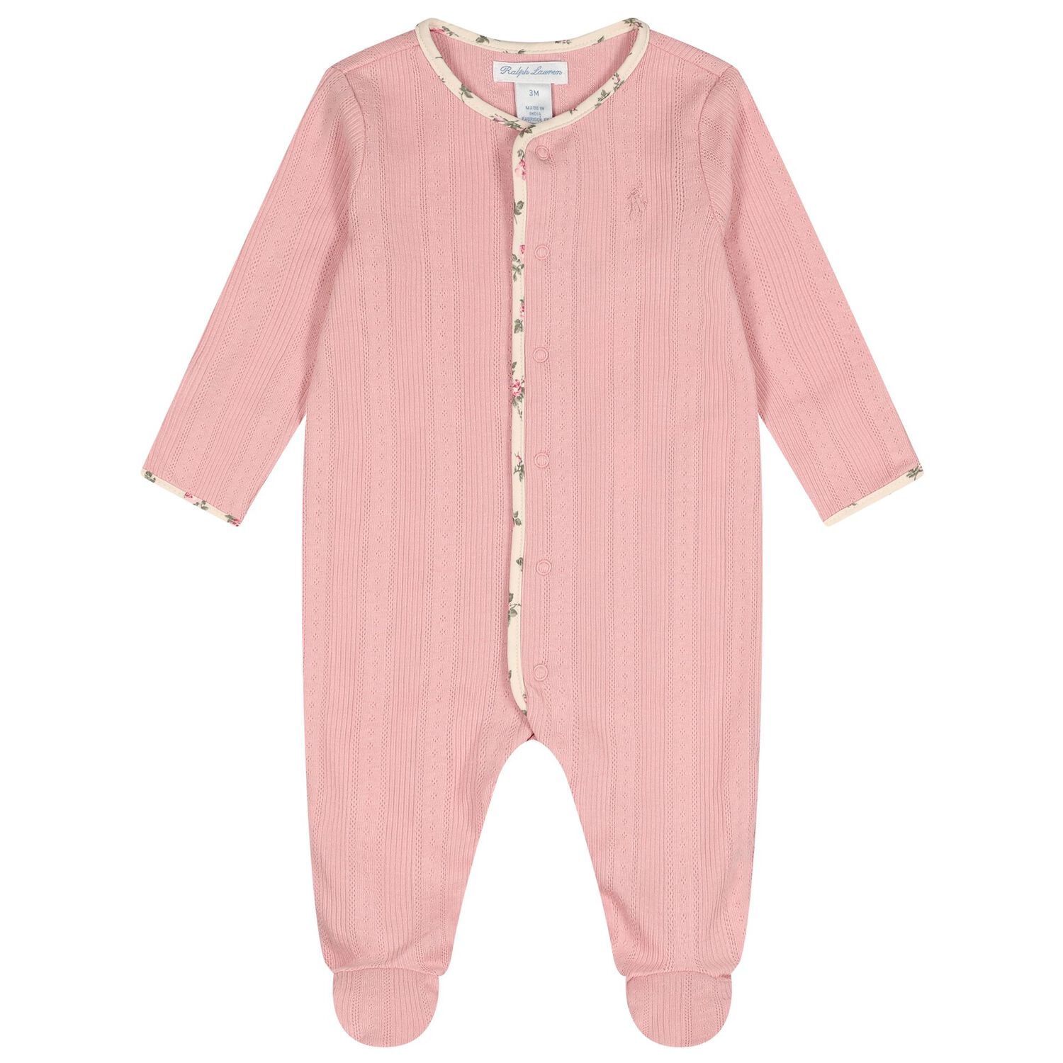 Baby Girls Pink Floral Pointelle Babygrow Gift Set, 1, hi-res