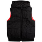 Boys Coral & Black Reversible Logo Gilet, 1, hi-res
