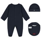 Navy Blue & Gold Logo Babygrow Gift Set, 1, hi-res