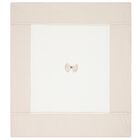 Baby Girls White & Beige Bow Baby Blanket, 1, hi-res