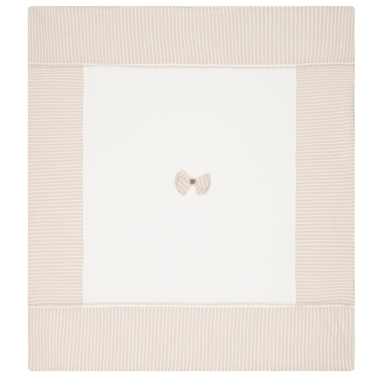 Baby Girls White & Beige Bow Baby Blanket, 1, hi-res