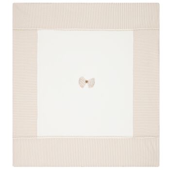 Baby Girls White & Beige Bow Baby Blanket