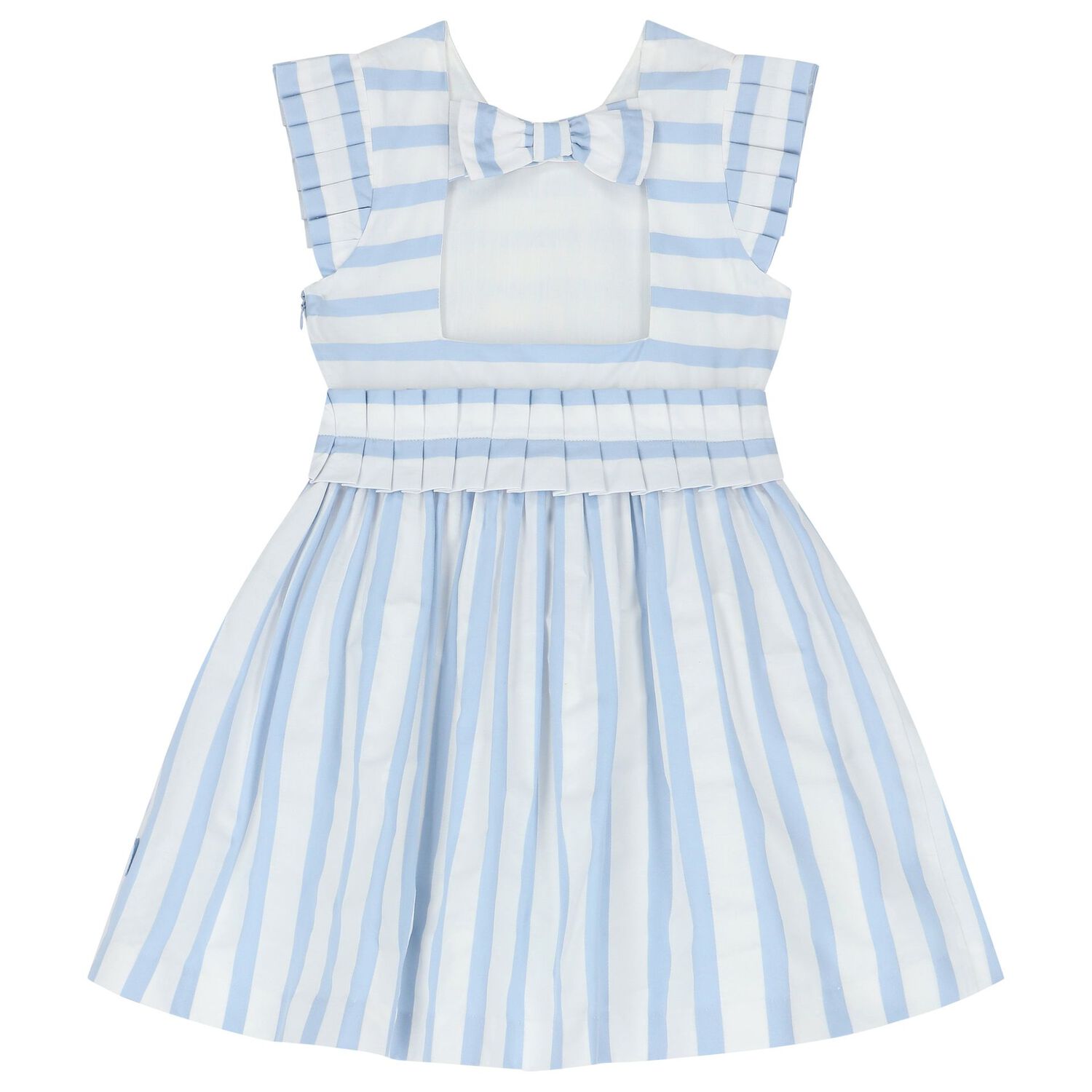 Girls White & Blue Striped Dress, 1, hi-res