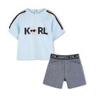 Boys Blue Logo Shorts Set, 1, hi-res