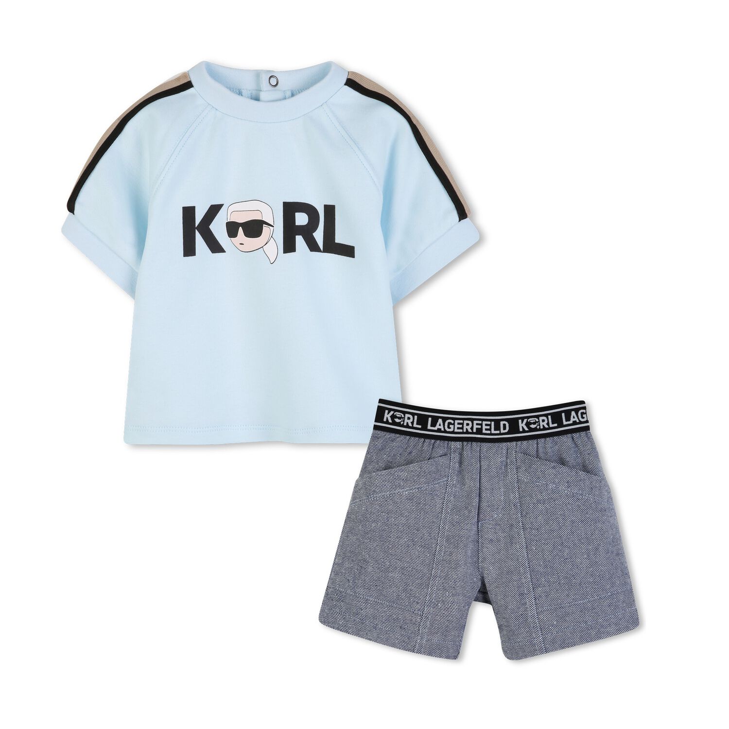 Boys Blue Logo Shorts Set, 1, hi-res