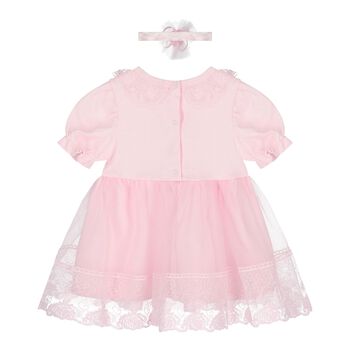 Baby Girls Pink Lace Dress Set
