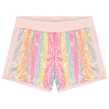 Girls Pink Sequins Shorts