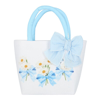 Girls White & Blue Floral Handbag