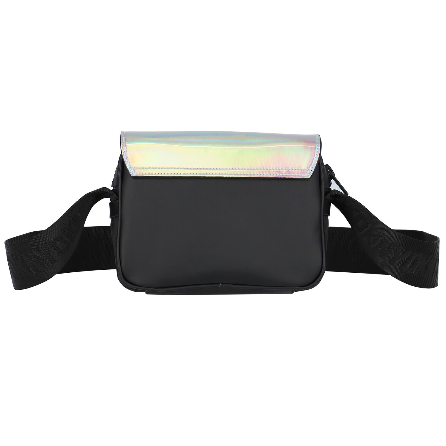 Girls Black Iridescent Logo Crossbody Bag, 1, hi-res