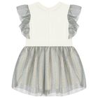 Younger Girls Ivory Logo Dress, 1, hi-res