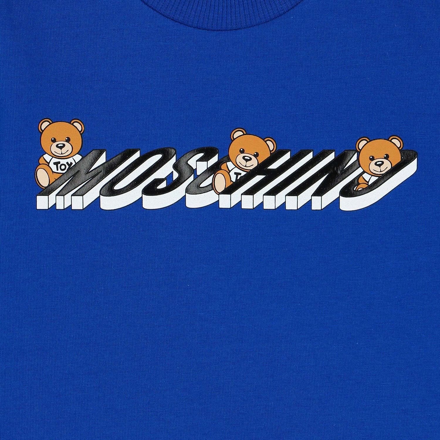 Blue Teddy Logo Long Sleeve Top, 1, hi-res