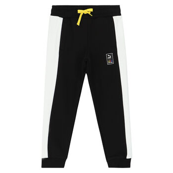 Boys Black & White Logo Joggers