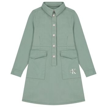 Girls Green Logo Dress