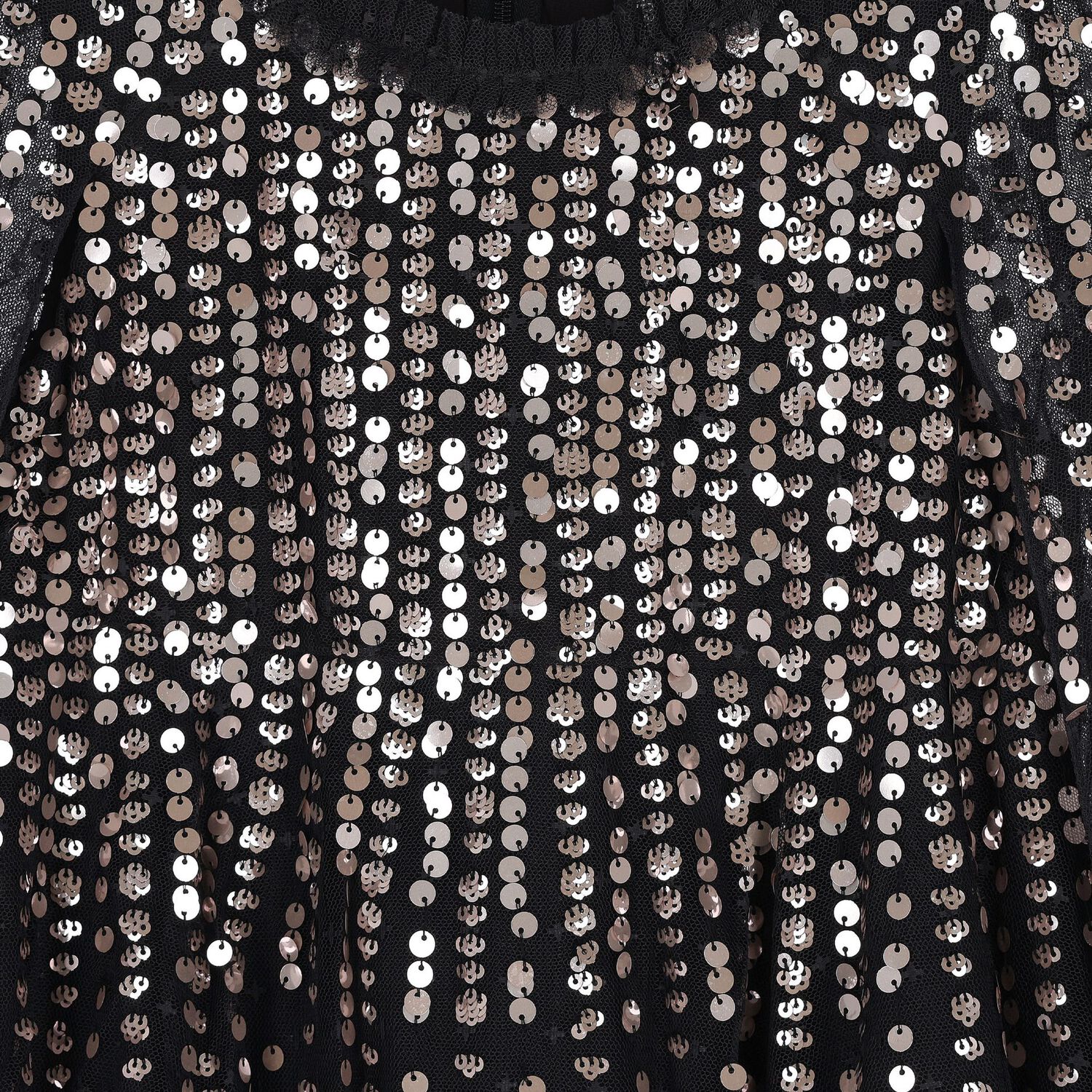 Girls Black Sequinned Tulle Cape Dress, 2, hi-res