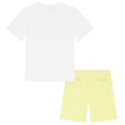 Boys White & Yellow Shorts Set, 1, hi-res