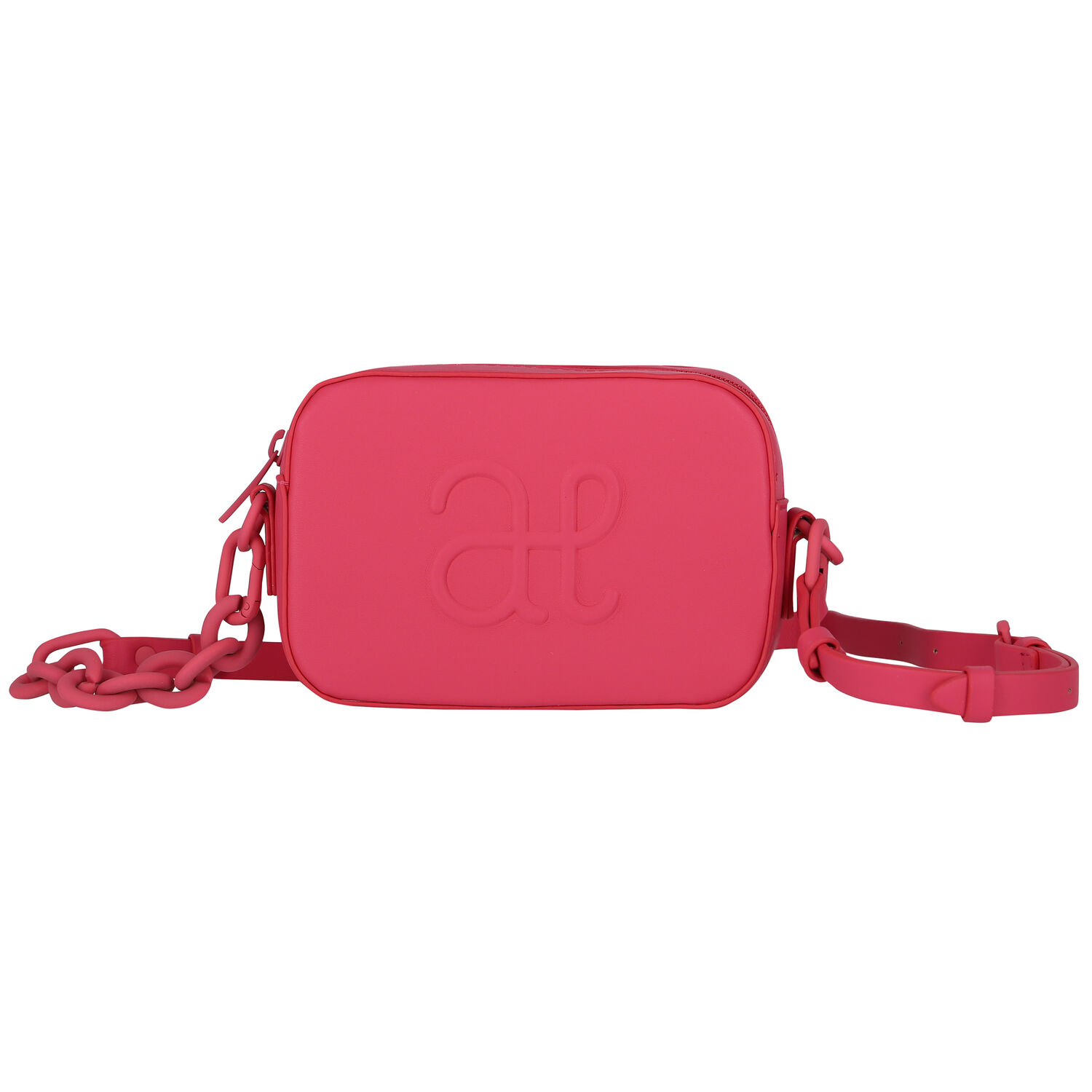 Girls Pink Logo Leather Bag, 3, hi-res