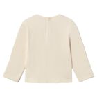 Younger Girls Beige Flower Long Sleeve Top, 2, hi-res