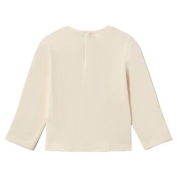Younger Girls Beige Flower Long Sleeve Top