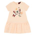 Younger Girls Pink Butterflies Logo Dress, 2, hi-res